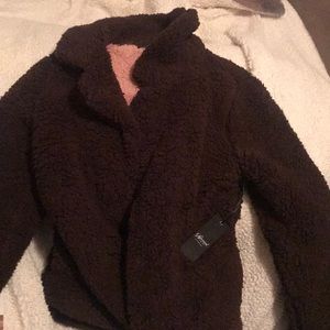 😊Brown with Pink fluffy jacket great for winter